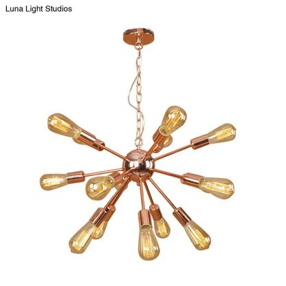 Retro Copper/Chrome Chandelier - Stylish 9/12 Lights Pendant Light for Over Table