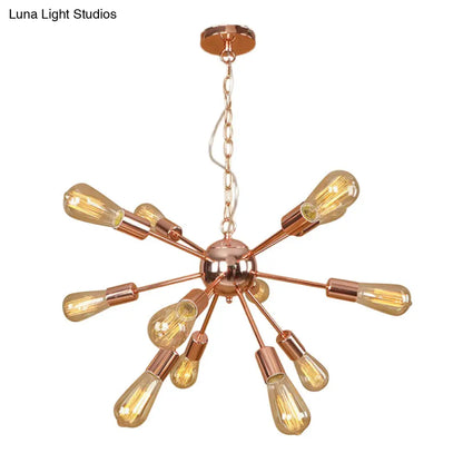 Retro Copper/Chrome Chandelier - Stylish 9/12 Lights Pendant Light for Over Table
