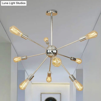 Retro Copper/Chrome Chandelier - Stylish 9/12 Lights Pendant Light for Over Table