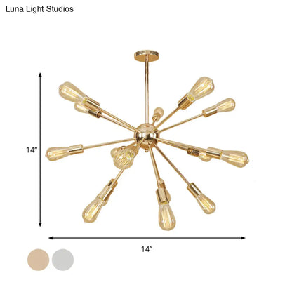 Retro Copper/Chrome Chandelier - Stylish 9/12 Lights Pendant Light for Over Table