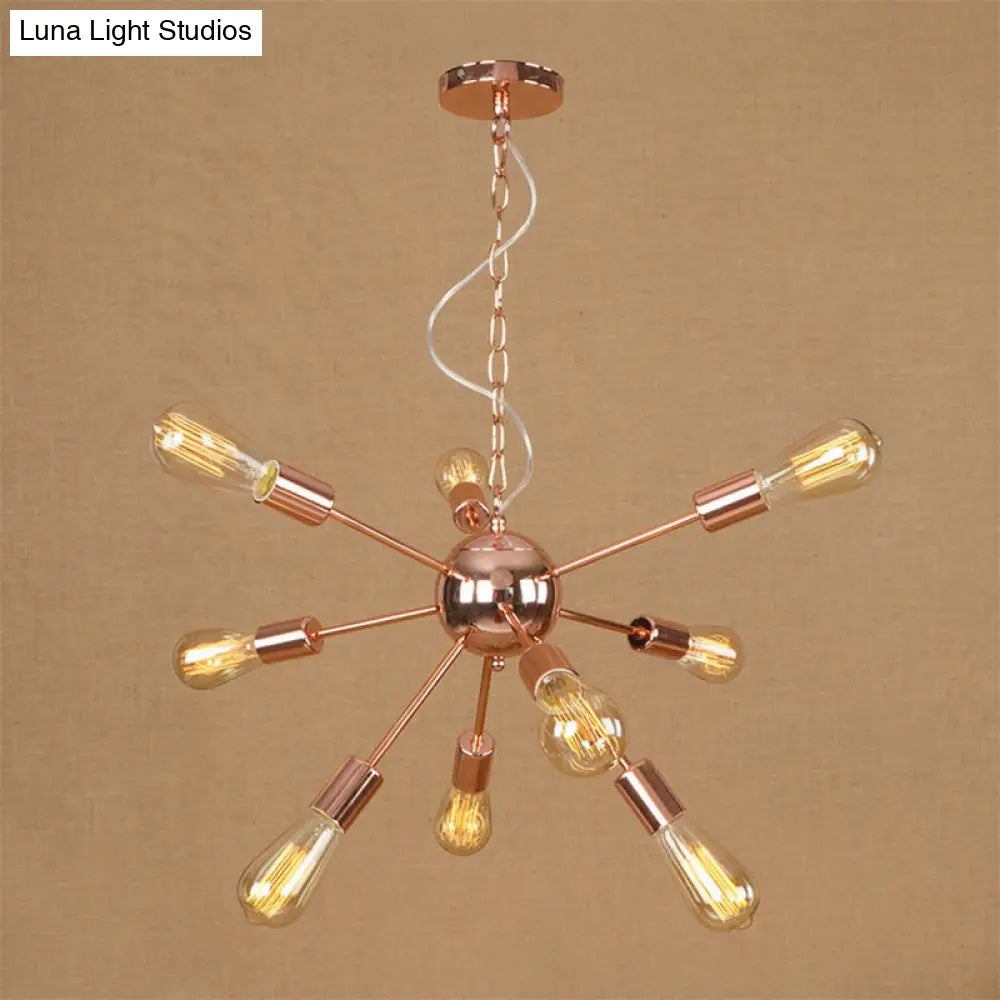 Retro Copper/Chrome Chandelier - Stylish 9/12 Lights Pendant Light for Over Table