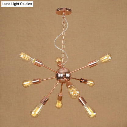 Retro Copper/Chrome Chandelier - Stylish 9/12 Lights Pendant Light for Over Table