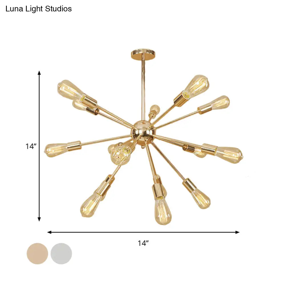 Retro Copper/Chrome Chandelier - Stylish 9/12 Lights Pendant Light for Over Table