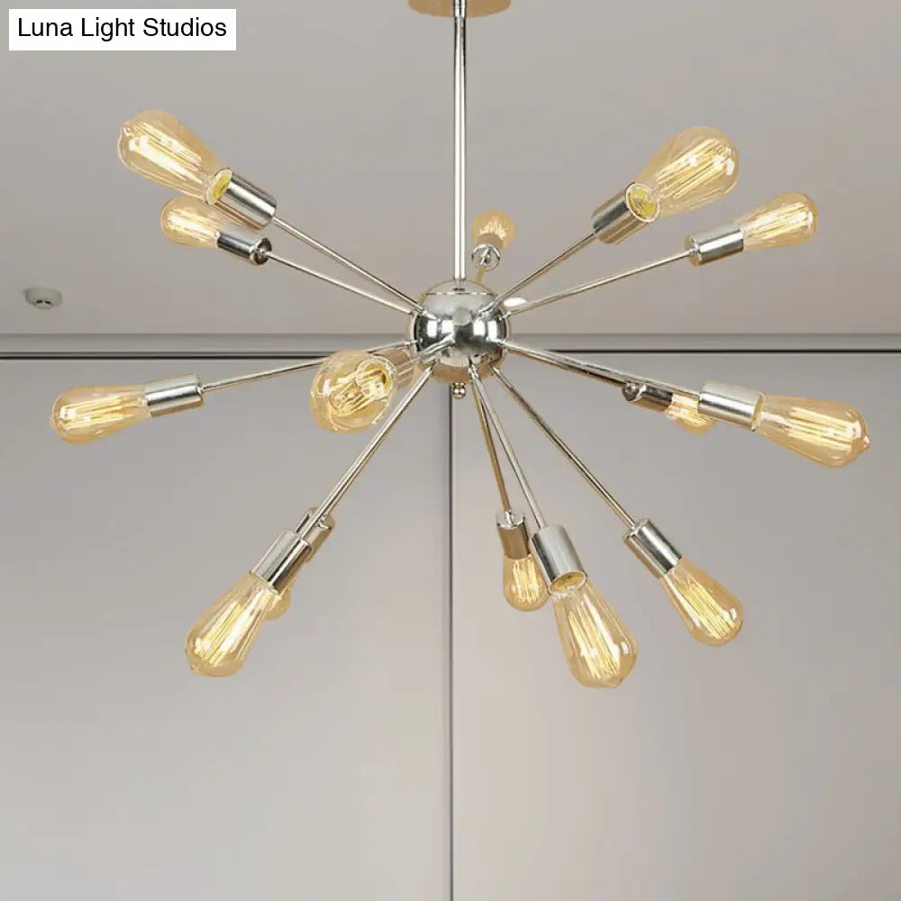 Retro Copper/Chrome Chandelier - Stylish 9/12 Lights Pendant Light for Over Table