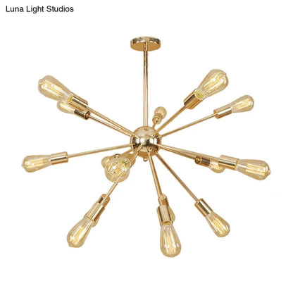 Retro Copper/Chrome Chandelier - Stylish 9/12 Lights Pendant Light for Over Table