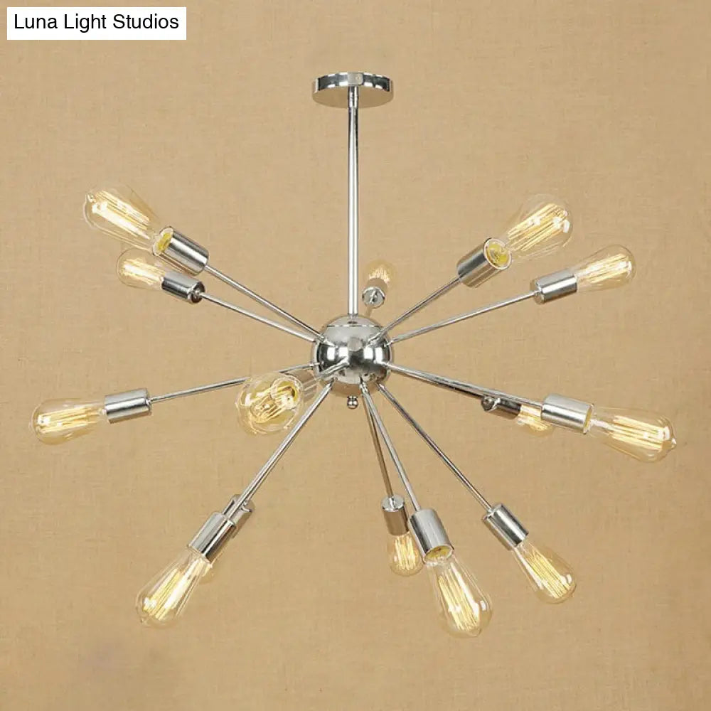 Retro Copper/Chrome Chandelier - Stylish 9/12 Lights Pendant Light for Over Table