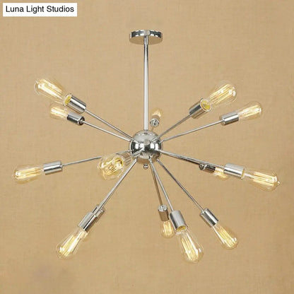 Retro Copper/Chrome Chandelier - Stylish 9/12 Lights Pendant Light for Over Table