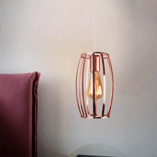 Retro Copper Wire Cage Pendant Light - Stylish Metal Kitchen Hanging Lamp