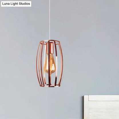 Retro Copper Wire Cage Pendant Light - Stylish Metal Kitchen Hanging Lamp