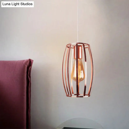 Retro Copper Wire Cage Pendant Light - Stylish Metal Kitchen Hanging Lamp