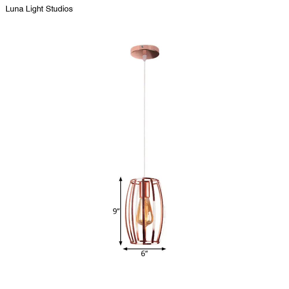 Retro Copper Wire Cage Pendant Light - Stylish Metal Kitchen Hanging Lamp