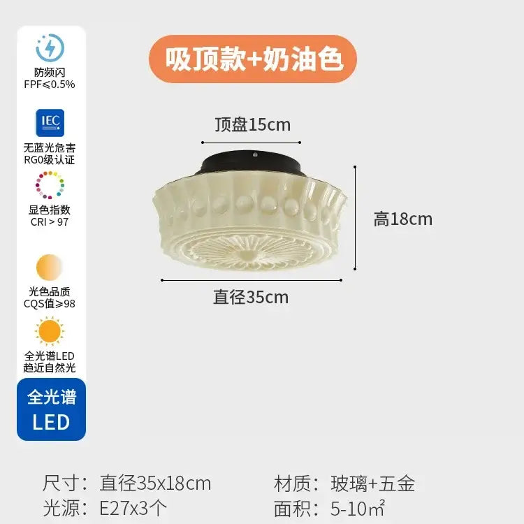 Cream glass led ceiling light with fluted radial pattern and black metal base for bedroom decorbites cream glass decor