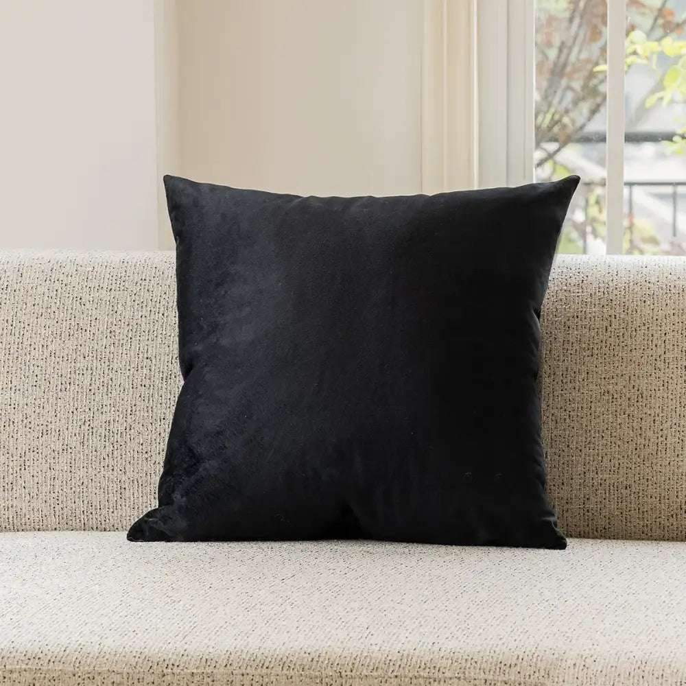 Black velvet square pillow cover with embroidered jacquard luxury design for a retro dark green bedroom decor