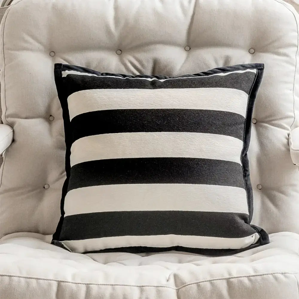 Black and white striped pillow cover with textured fabric finish in retro dark green zebra embroidered jacquard luxury design
