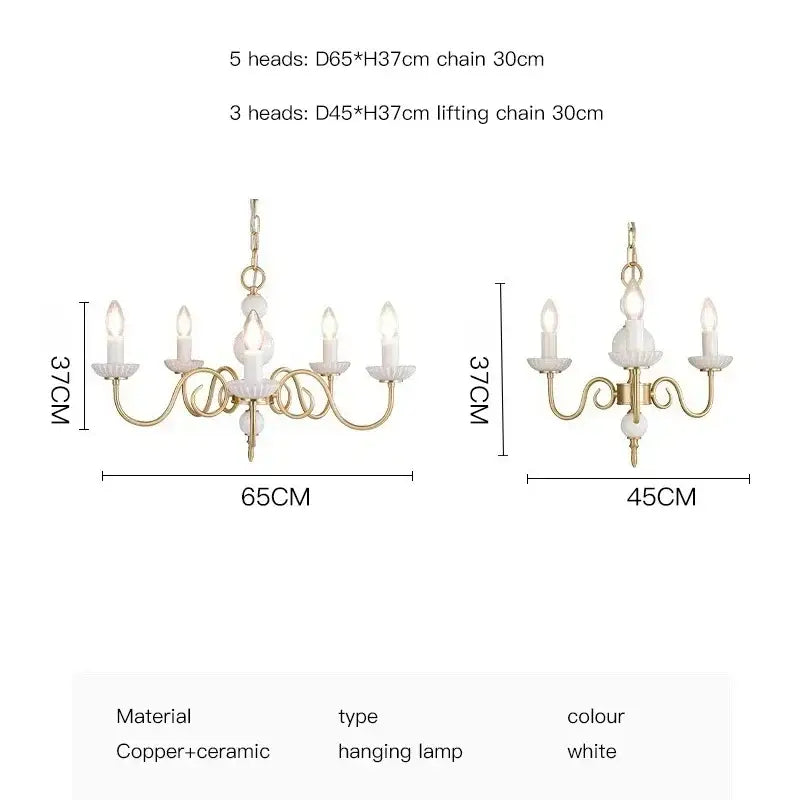 Cream white led decorbites cream white ceramic and copper chandelier with five ornate arms for dining room pendant lighting