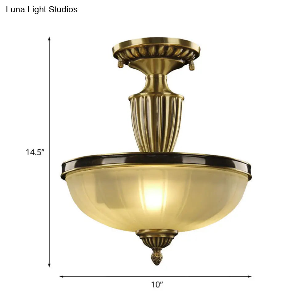 DecorBites™ DecorBites™ Retro Dome Glass Ceiling Light with Gold Metal Rod - 2-Bulb Semi Mount Lighting