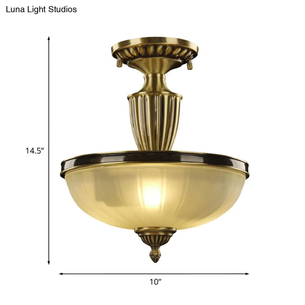 DecorBites™ DecorBites™ Retro Dome Glass Ceiling Light with Gold Metal Rod - 2-Bulb Semi Mount Lighting