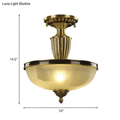 DecorBites™ DecorBites™ Retro Dome Glass Ceiling Light with Gold Metal Rod - 2-Bulb Semi Mount Lighting