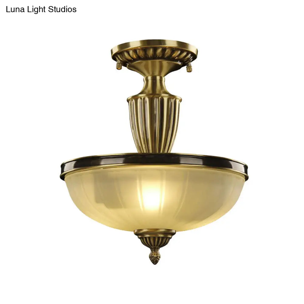 DecorBites™ DecorBites™ Retro Dome Glass Ceiling Light with Gold Metal Rod - 2-Bulb Semi Mount Lighting