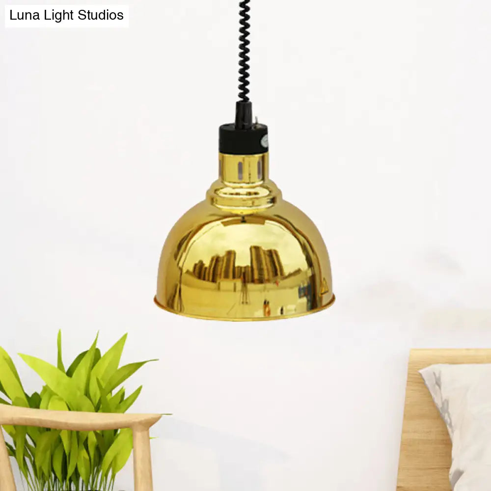 Retro Dome Suspension Light: Stylish Extendable 1-Head Metal Pendant in Bronze/Copper - Indoor Lighting