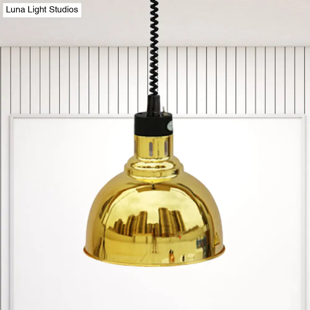 Retro Dome Suspension Light: Stylish Extendable 1-Head Metal Pendant in Bronze/Copper - Indoor Lighting