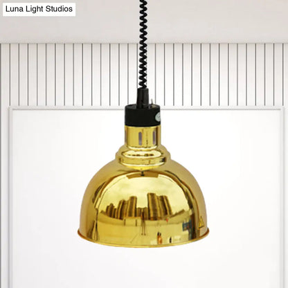 Retro Dome Suspension Light: Stylish Extendable 1-Head Metal Pendant in Bronze/Copper - Indoor Lighting