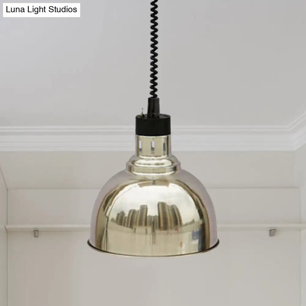 Retro Dome Suspension Light: Stylish Extendable 1-Head Metal Pendant in Bronze/Copper - Indoor Lighting