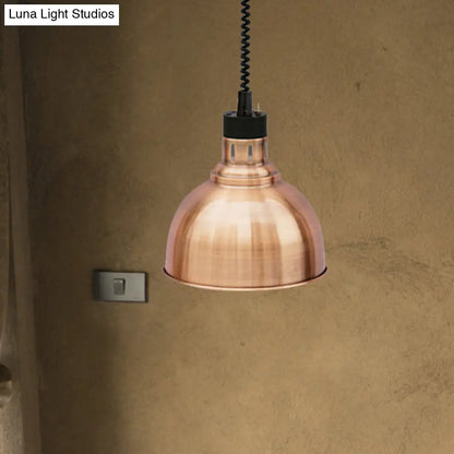 Retro Dome Suspension Light: Stylish Extendable 1-Head Metal Pendant in Bronze/Copper - Indoor Lighting