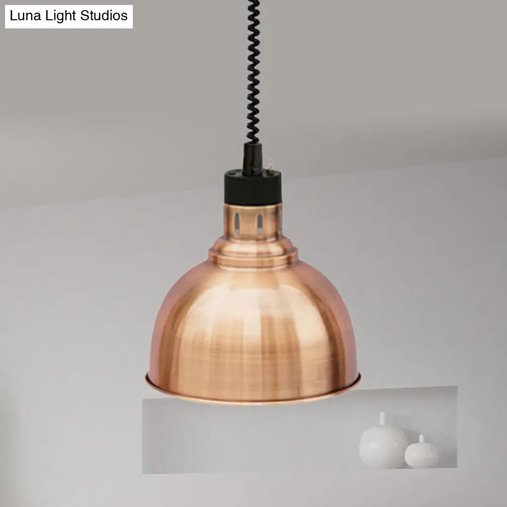 Retro Dome Suspension Light: Stylish Extendable 1-Head Metal Pendant in Bronze/Copper - Indoor Lighting