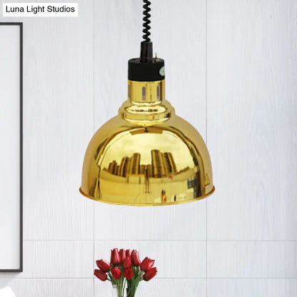 Retro Dome Suspension Light: Stylish Extendable 1-Head Metal Pendant in Bronze/Copper - Indoor Lighting