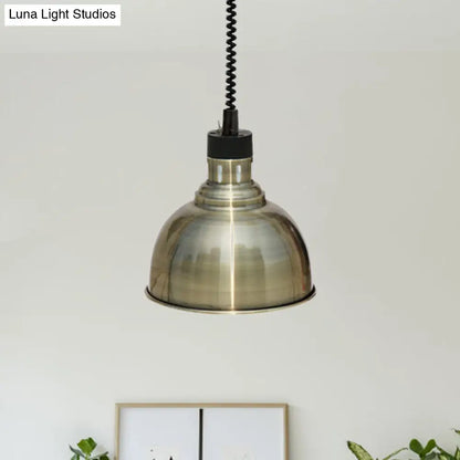 Retro Dome Suspension Light: Stylish Extendable 1-Head Metal Pendant in Bronze/Copper - Indoor Lighting