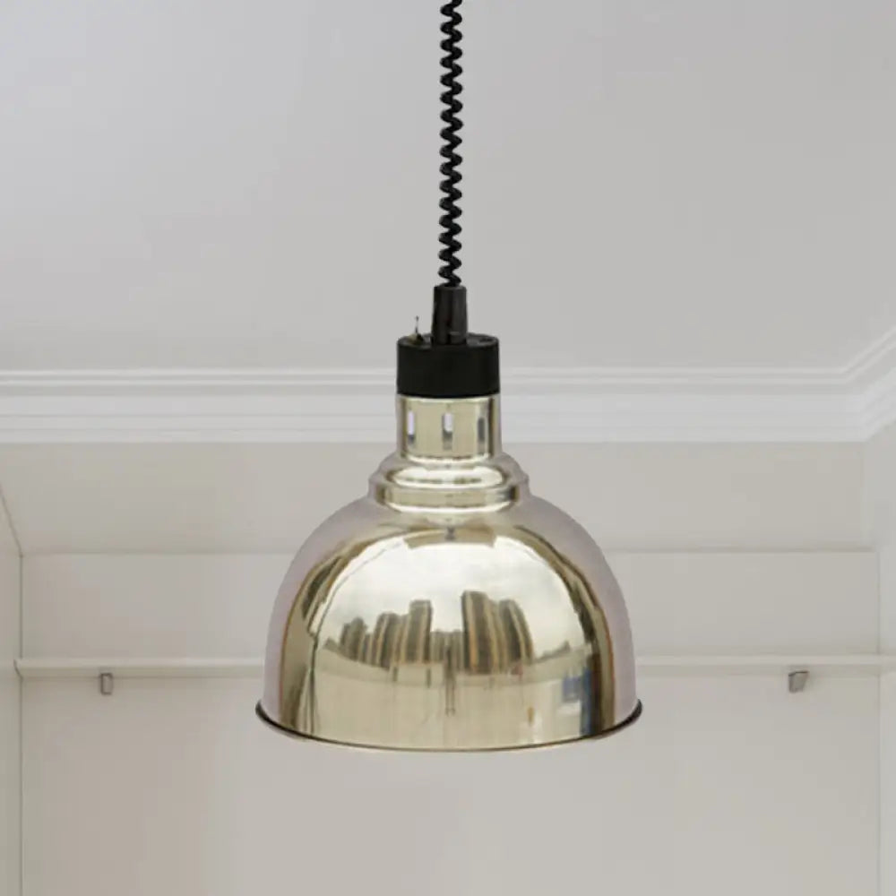 Retro Dome Suspension Light: Stylish Extendable 1-Head Metal Pendant in Bronze/Copper - Indoor Lighting