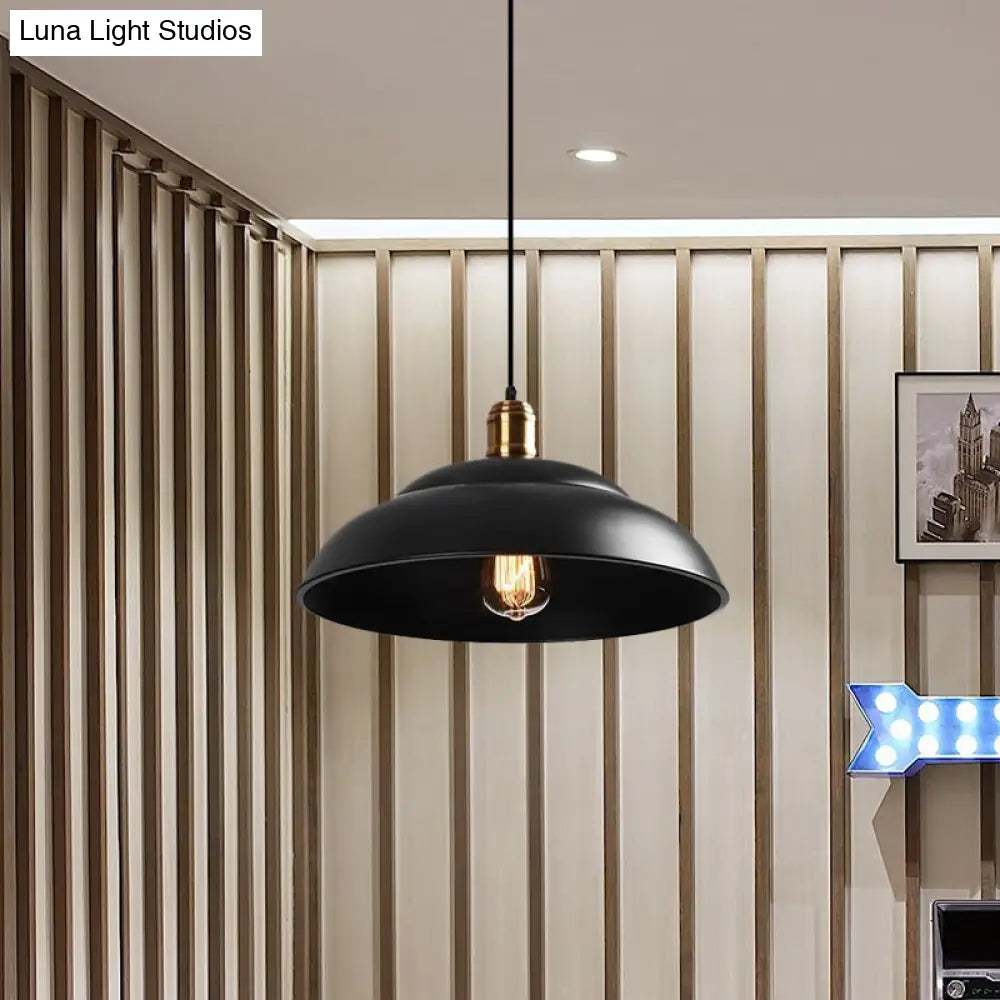 Retro Double Bubble Pendant Lamp: Metallic 1-Light Hanging Ceiling Light in Black/White for Coffee Shop