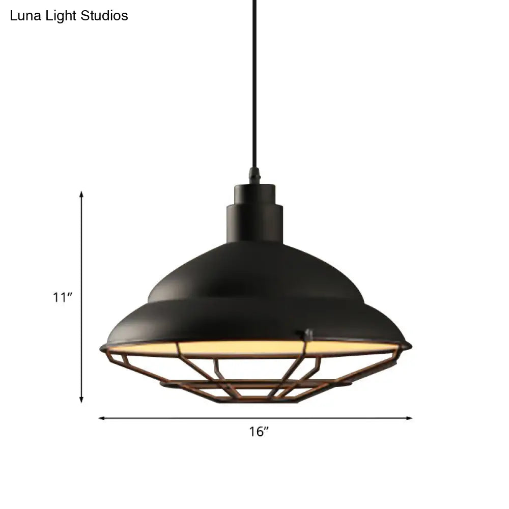 Retro Double Bubble Pendant Lamp: Metallic 1-Light Hanging Ceiling Light in Black/White for Coffee Shop