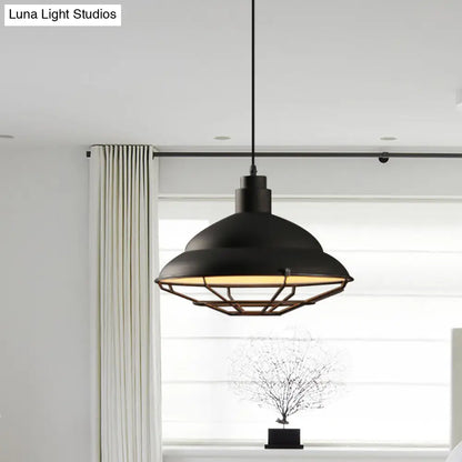 Retro Double Bubble Pendant Lamp: Metallic 1-Light Hanging Ceiling Light in Black/White for Coffee Shop