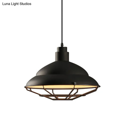 Retro Double Bubble Pendant Lamp: Metallic 1-Light Hanging Ceiling Light in Black/White for Coffee Shop