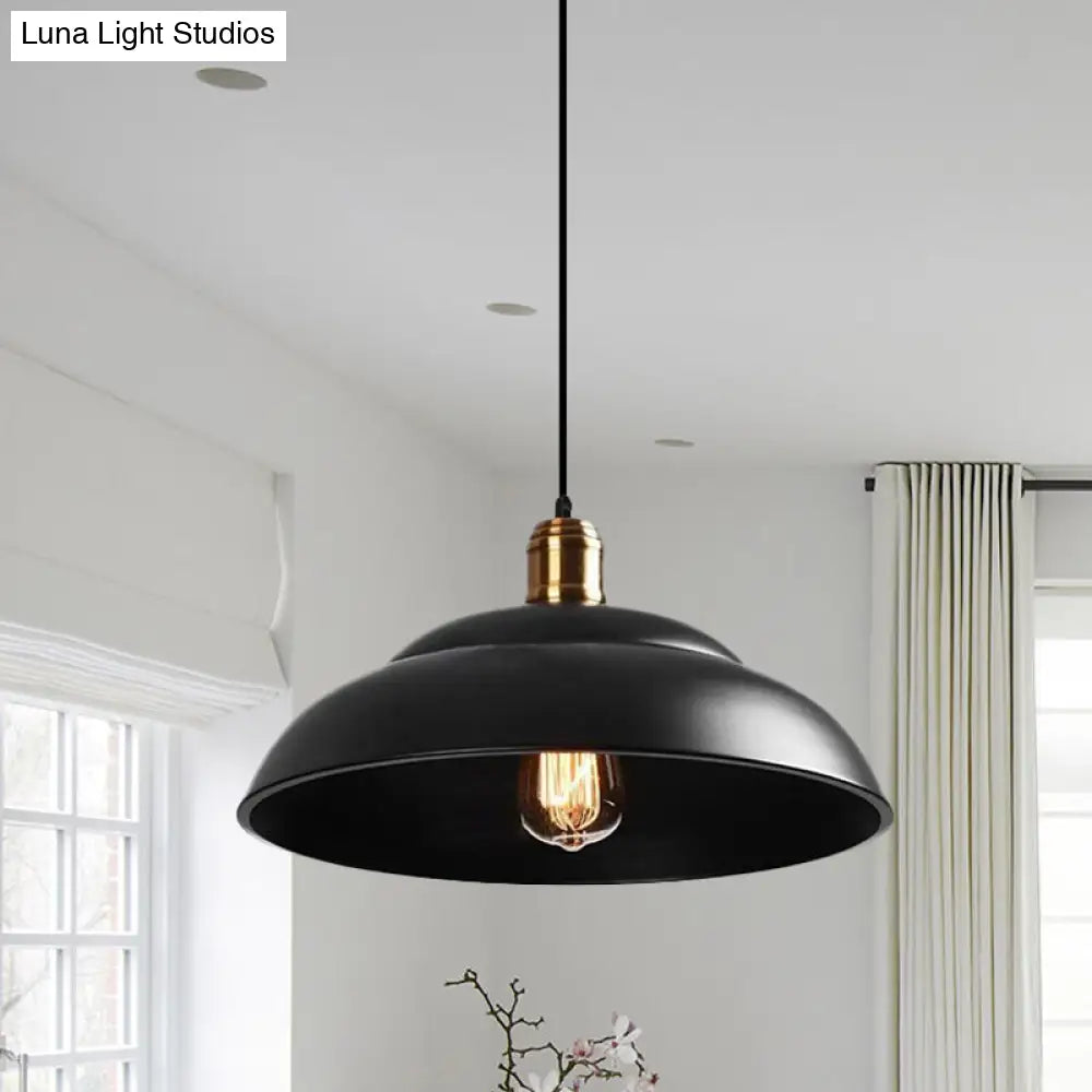 Retro Double Bubble Pendant Lamp: Metallic 1-Light Hanging Ceiling Light in Black/White for Coffee Shop