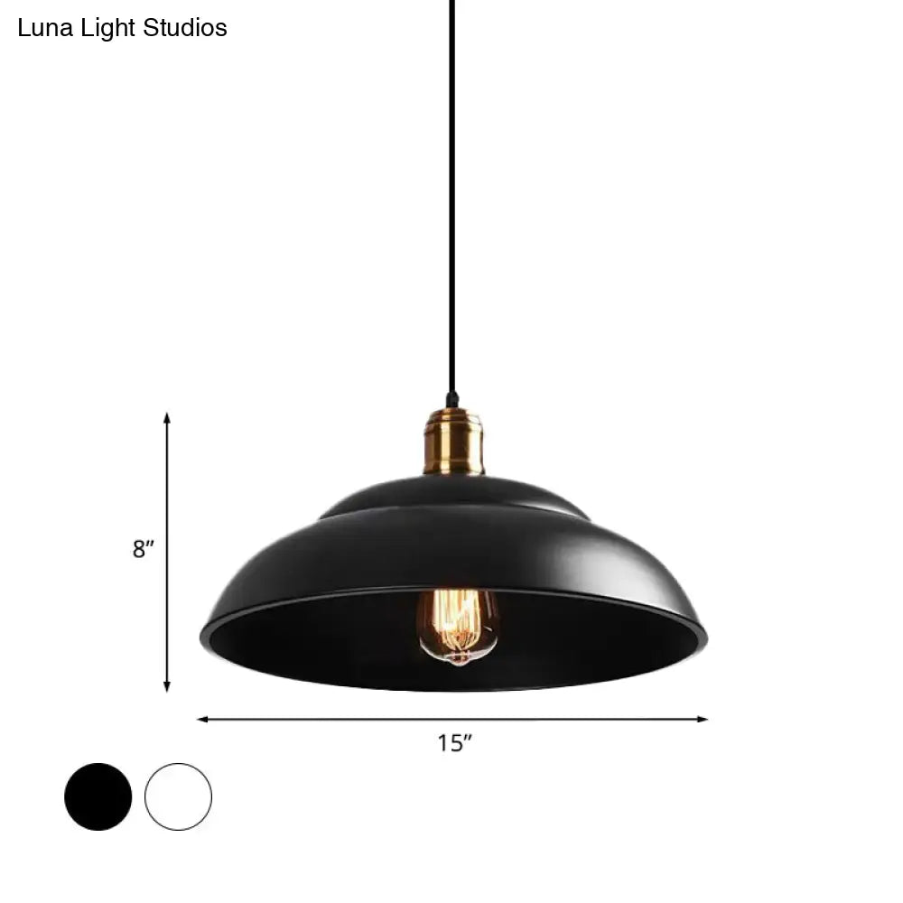 Retro Double Bubble Pendant Lamp: Metallic 1-Light Hanging Ceiling Light in Black/White for Coffee Shop