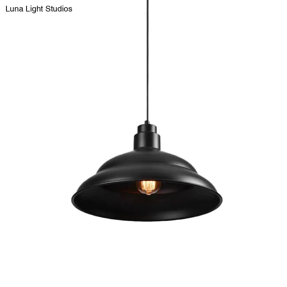 Retro Double Bubble Pendant Lamp: Metallic 1-Light Hanging Ceiling Light in Black/White for Coffee Shop