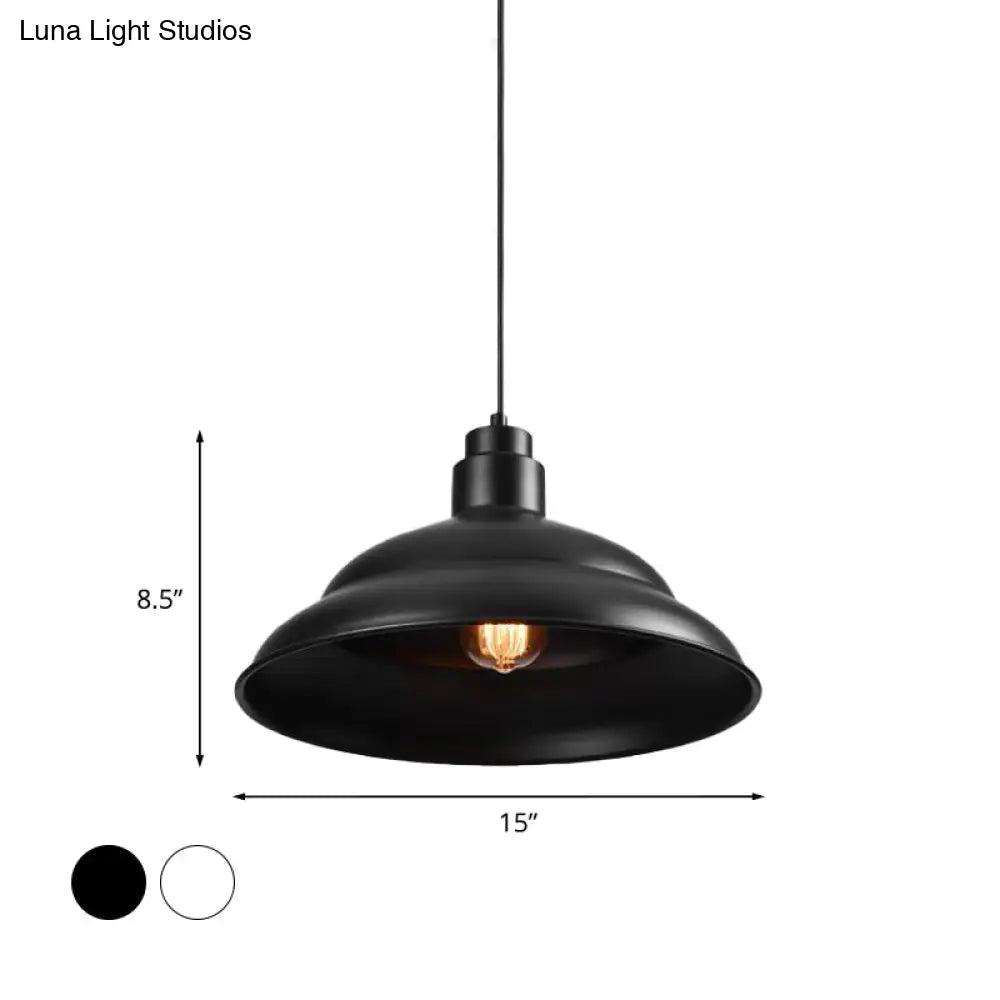 Retro Double Bubble Pendant Lamp: Metallic 1-Light Hanging Ceiling Light in Black/White for Coffee Shop