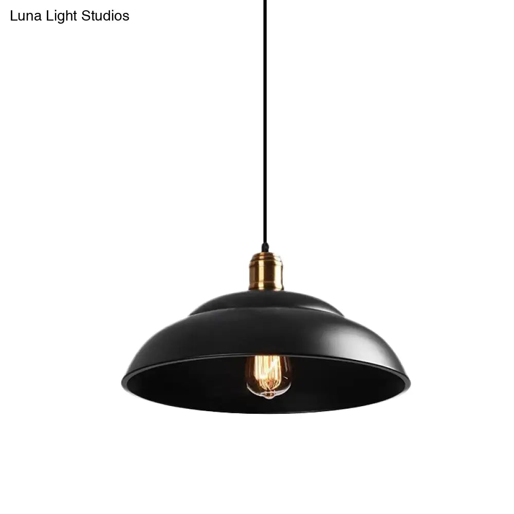 Retro Double Bubble Pendant Lamp: Metallic 1-Light Hanging Ceiling Light in Black/White for Coffee Shop