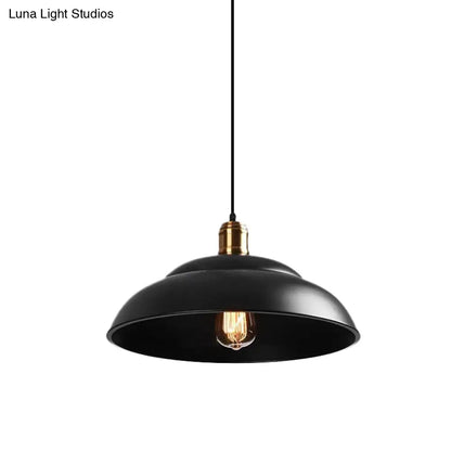 Retro Double Bubble Pendant Lamp: Metallic 1-Light Hanging Ceiling Light in Black/White for Coffee Shop