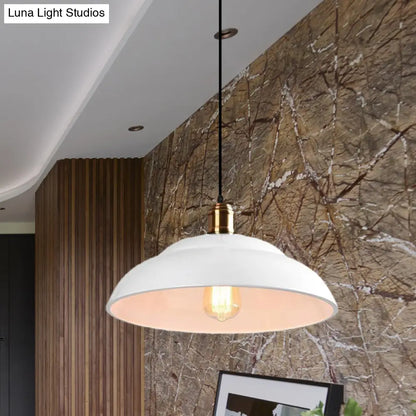 Retro Double Bubble Pendant Lamp: Metallic 1-Light Hanging Ceiling Light in Black/White for Coffee Shop