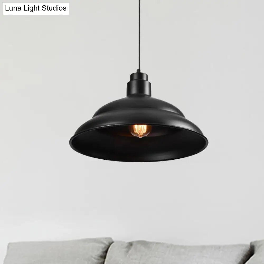 Retro Double Bubble Pendant Lamp: Metallic 1-Light Hanging Ceiling Light in Black/White for Coffee Shop