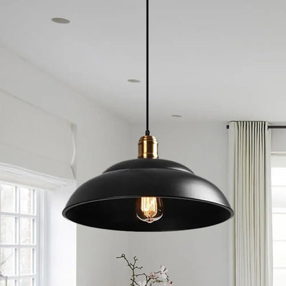 Retro Double Bubble Pendant Lamp: Metallic 1-Light Hanging Ceiling Light in Black/White for Coffee Shop