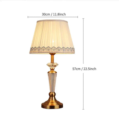 Elegant gold-toned crystal floor lamp with cream pleated shade and lace trim ideal for decorbites crystal floor decor