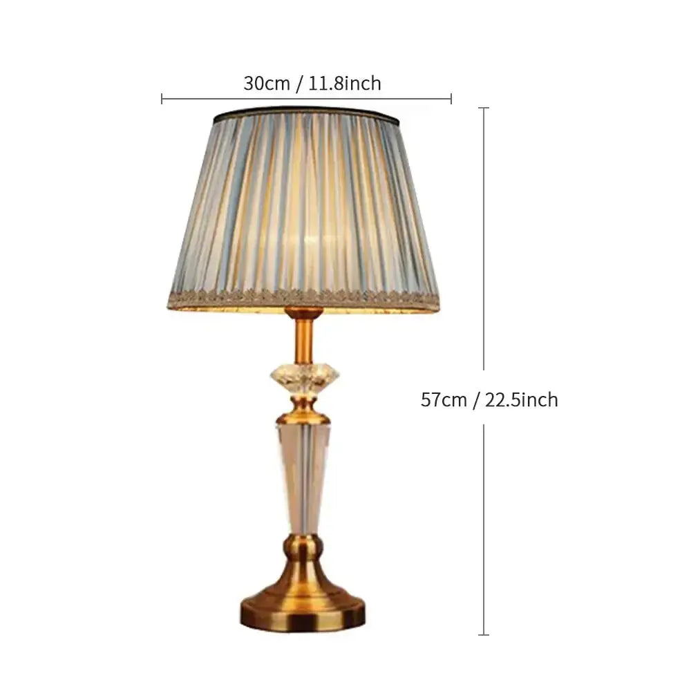 Elegant gold-toned floor lamp with pleated striped fabric shade and crystal accents for decorbites crystal floor lamp collection