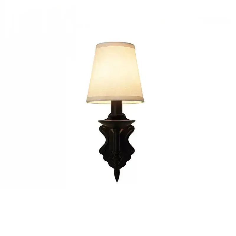 Dark bronze ornate retro european fabric sconce wall lamp by decorbites iron wall lamp for bedroom decor