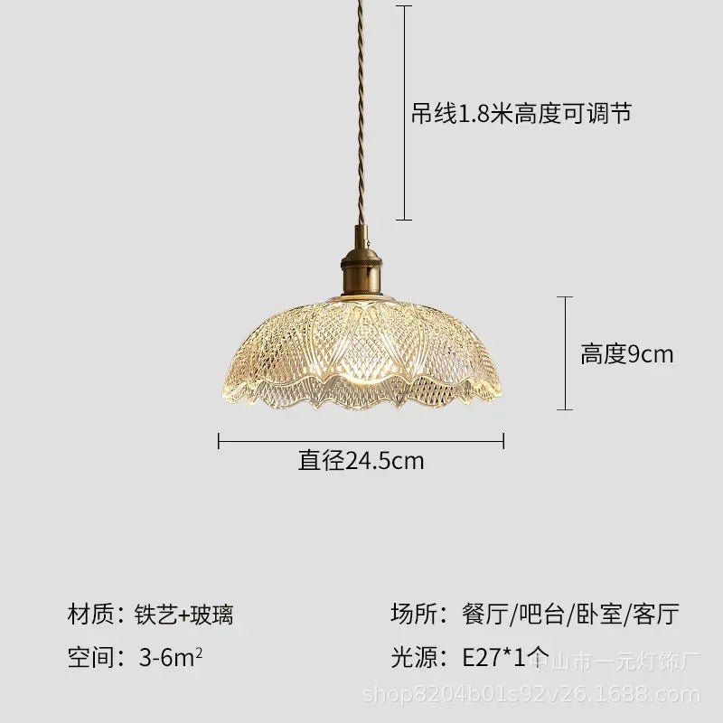 Retro Floral Glass Pendant Light - Decorbites