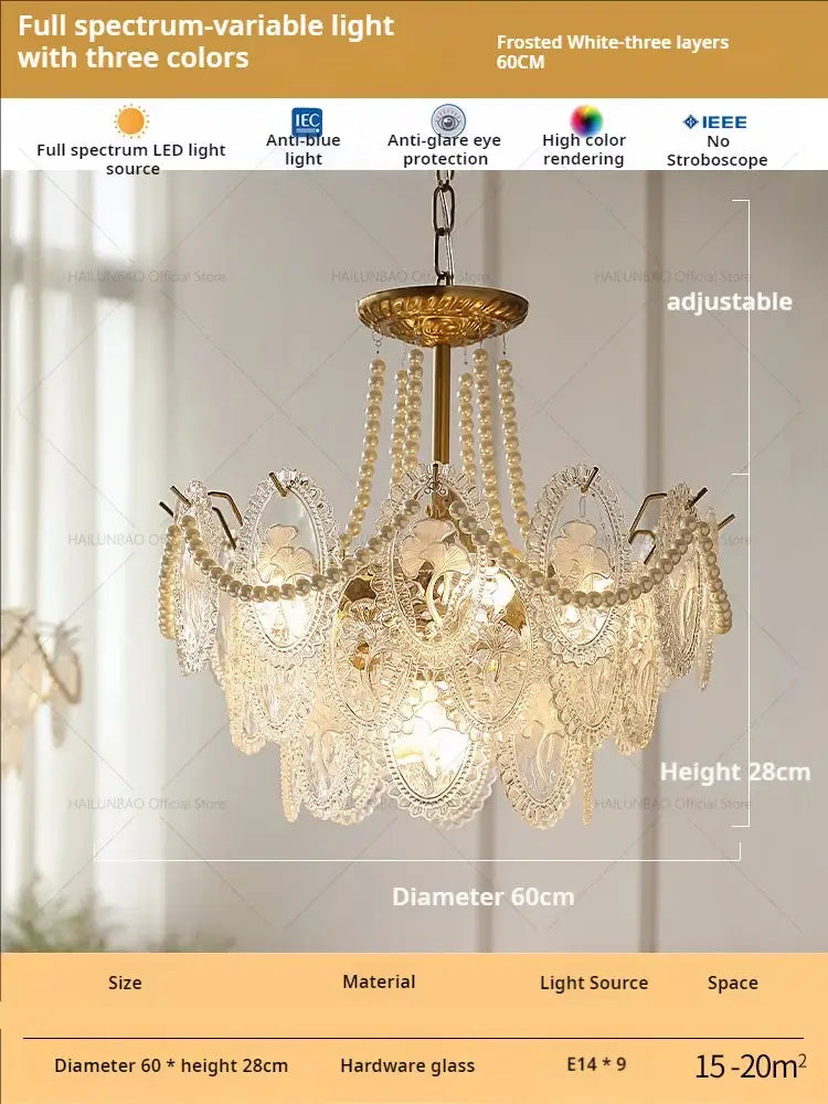 Elegant gold-toned retro french floral glass dining room chandelier with intricate hardware and frosted white layers for decorbites glass dining